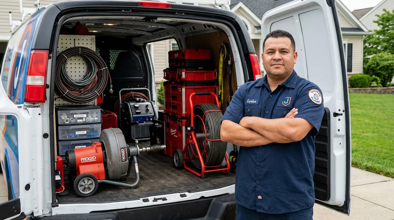 Professional drain cleaning equipment and Johns Plumbing LLC plumber in Milliken