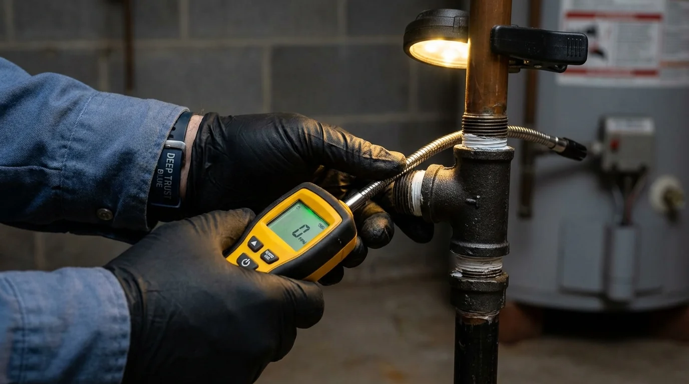 Gas leak detection with electronic sniffer by Johns Plumbing LLC in Milliken