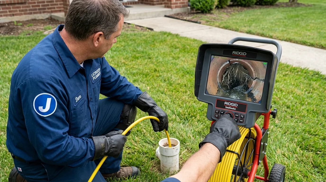 Sewer camera inspection being performed by Johns Plumbing LLC in Milliken