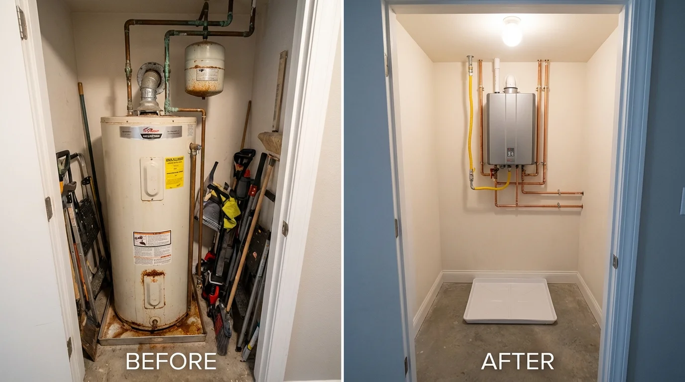 Tank water heater versus wall-mounted tankless unit comparison for Milliken, CO homeowners